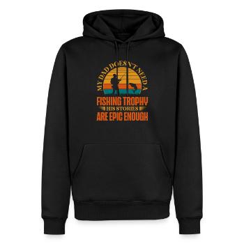 Pêche Papa Papa Pêcheur Childern Drôle Poisson Alors - Sweat à capuche Premium bio Homme - noir - Devant - Nico (187cm)