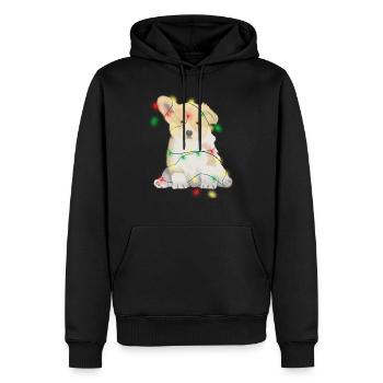Weihnachtlicher lustiger Hund - Männer Premium Bio Hoodie - Schwarz - Vorne - Nico (187cm)
