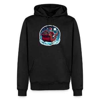 Weihnachtsmann im Schlitten mit einem Sack voller Geschenke - Männer Premium Bio Hoodie - Schwarz - Vorne - Nico (187cm)