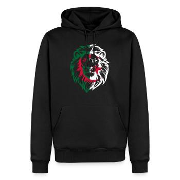 lion Algérien -idée cadeau Algérie - Sweat à capuche Premium bio Homme - noir - Devant - Nico (187cm)