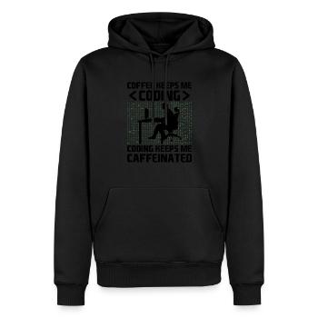 Café Codage Programmeur Codeur Développeur Nerd Coff - Sweat à capuche Premium bio Homme - noir - Devant - Nico (187cm)