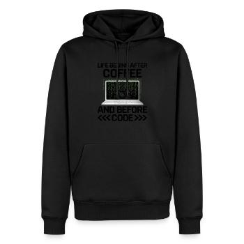 Café Codage Programmeur Codeur Développeur Nerd Coff - Sweat à capuche Premium bio Homme - noir - Devant - Nico (187cm)