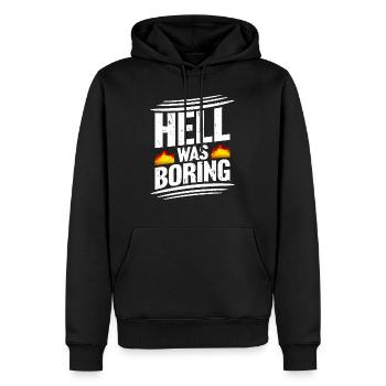Hell was boring Hell was boring saying - Men’s Premium Organic Hoodie - black - Front - Nico (187cm)