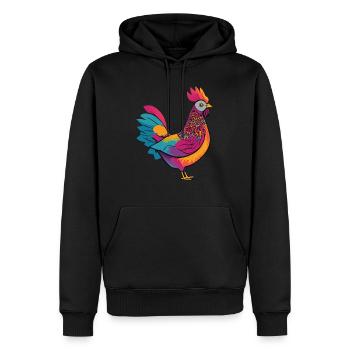 Cute and colorful hen - Men’s Premium Organic Hoodie - black - Front - Nico (187cm)