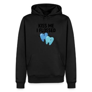 Küss mich ich Zahnseide Zahnarzt Zahnheilkunde Zahn D - Männer Premium Bio Hoodie - Schwarz - Vorne - Nico (187cm)