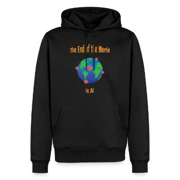 End of the World is AI - Men’s Premium Organic Hoodie - black - Front - Nico (187cm)