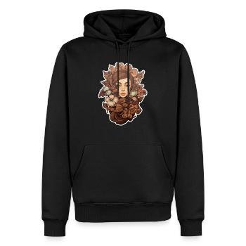 Fille frangée de fleurs - Sweat à capuche Premium bio Homme - noir - Devant - Nico (187cm)