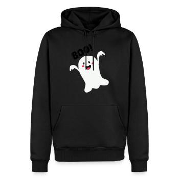 geist 01 - Männer Premium Bio Hoodie - Schwarz - Vorne - Nico (187cm)