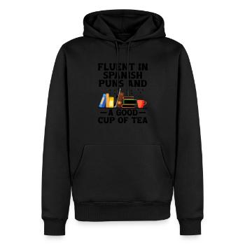 Professeur de langues étrangères École Professeurs de langues - Sweat à capuche Premium bio Homme - noir - Devant - Nico (187cm)