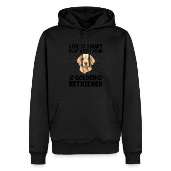 Das Leben ist kurz: Spiel mit Ihrem Golden Retriever GR D - Männer Premium Bio Hoodie - Schwarz - Vorne - Nico (187cm)