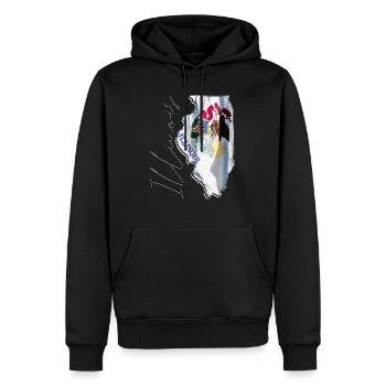 Illinois (États-Unis) | Drapeau réel | Flag Map Script - Sweat à capuche Premium bio Homme - noir - Devant - Nico (187cm)