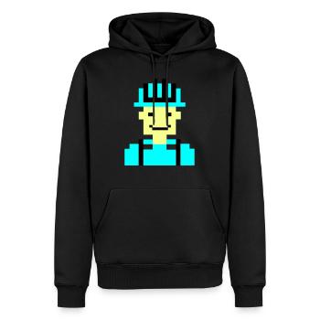Ouvrier du bâtiment Pixel 01 - Sweat à capuche Premium bio Homme - noir - Devant - Nico (187cm)