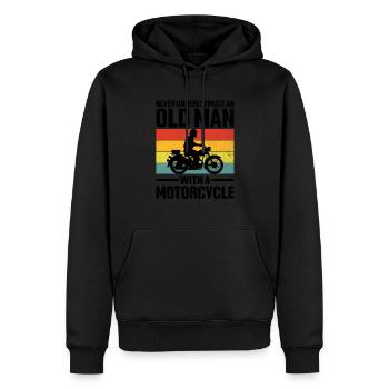 Unterschätzen Sie niemals einen alten Mann mit einem Motorrad B - Männer Premium Bio Hoodie - Schwarz - Vorne - Nico (187cm)
