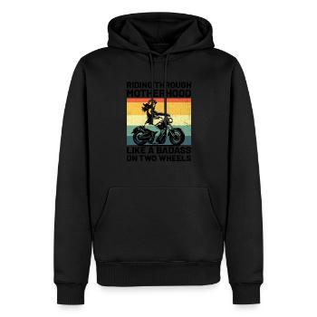Traverser la maternité comme une dure à cuire sur deux femmes - Sweat à capuche Premium bio Homme - noir - Devant - Nico (187cm)