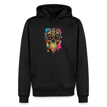 Colorful Calavera - Männer Premium Bio Hoodie - Schwarz - Vorne - Nico (187cm)