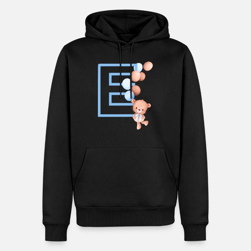 Blauer Buchstabe E Bär - Männer Premium Bio Hoodie - Schwarz