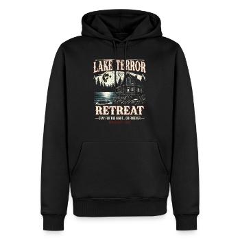 Lake Terror Retreat 1979 Retro Halloween Flucht - Männer Premium Bio Hoodie - Schwarz - Vorne - Nico (187cm)