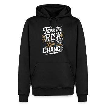 Prends le risque ou perds ta chance - Sweat à capuche Premium bio Homme - noir - Devant - Nico (187cm)