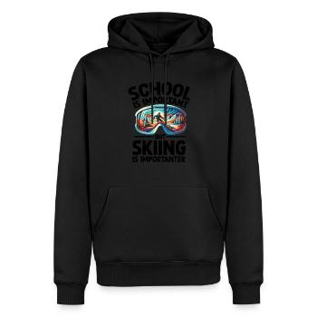 L’école est importante, mais le ski est plus important - Sweat à capuche Premium bio Homme - noir - Devant - Nico (187cm)
