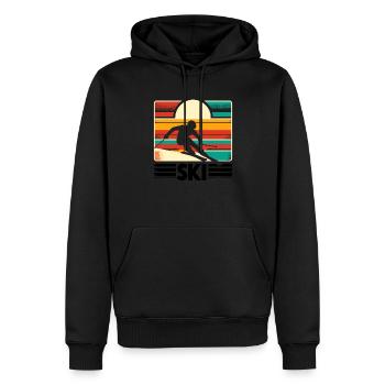 Retro Skiing Skier Ski Winter Sports Skis - Men’s Premium Organic Hoodie - black - Front - Nico (187cm)