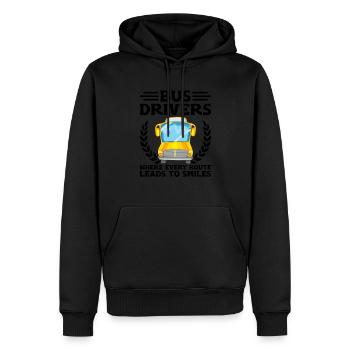 Busfahrer, bei denen jeder Weg zu einem Lächeln führt - Männer Premium Bio Hoodie - Schwarz - Vorne - Nico (187cm)