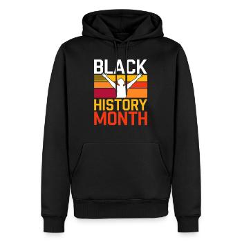 black history month 2025 - Sweat à capuche Premium bio Homme - noir - Devant - Nico (187cm)