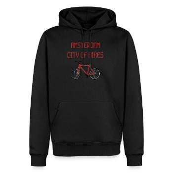 Amsterdam Fahrrad - Pixel Rot - Männer Premium Bio Hoodie - Schwarz - Vorne - Nico (187cm)