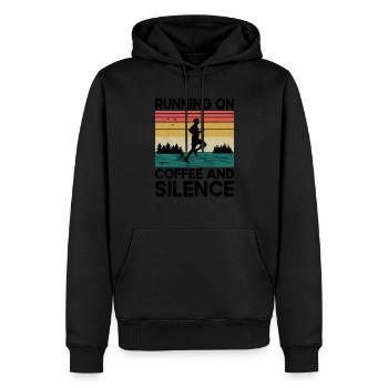 Courir sur le café et le silence Dictons pour - Sweat à capuche Premium bio Homme - noir - Devant - Nico (187cm)