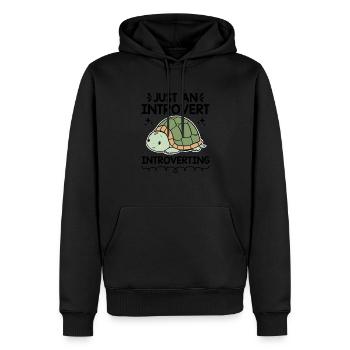 JUSTE UN INTROVERTI INTROVERTI Dictons pour - Sweat à capuche Premium bio Homme - noir - Devant - Nico (187cm)