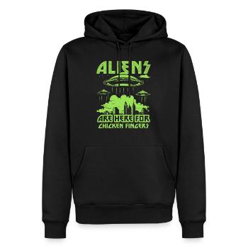 Les extraterrestres sont ici pour les doigts de poulet UFO City - Sweat à capuche Premium bio Homme - noir - Devant - Nico (187cm)