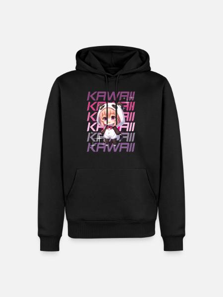 Kawaii Chibi Anime Girl in Panda Costume - Men’s Premium Organic Hoodie - black