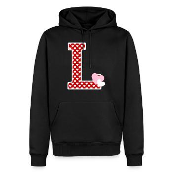 Lettre l cœur - Sweat à capuche Premium bio Homme - noir - Devant - Nico (187cm)