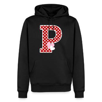 Buchstabe p Herz - Männer Premium Bio Hoodie - Schwarz - Vorne - Nico (187cm)