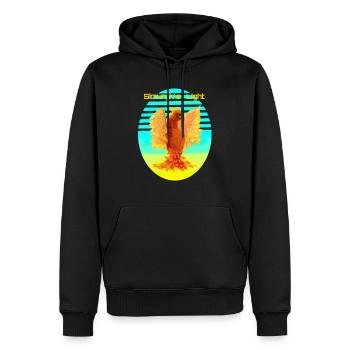 Leuchtend Orange Cyber Bird: Vogel der Glücklichen - Männer Premium Bio Hoodie - Schwarz - Vorne - Nico (187cm)