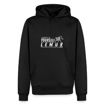 Lémurien - Sweat à capuche Premium bio Homme - noir - Devant - Nico (187cm)