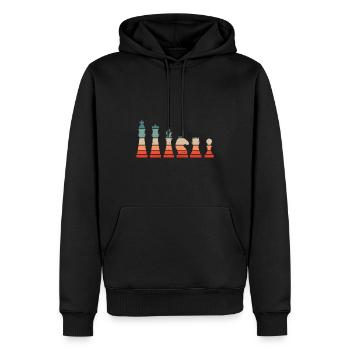 Pièces d’échecs vintage - Sweat à capuche Premium bio Homme - noir - Devant - Nico (187cm)