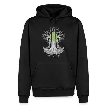 Chakra du cœur - Sweat à capuche Premium bio Homme - noir - Devant - Nico (187cm)
