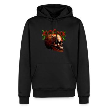 Totenkopf mit Rosenkranz - Männer Premium Bio Hoodie - Schwarz - Vorne - Nico (187cm)