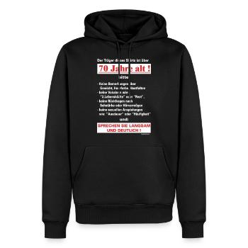 BD - Träger dieses Shirts ist 70 Jahre alt - - Männer Premium Bio Hoodie - Schwarz - Vorne - Nico (187cm)