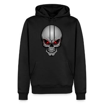 Totenschädel 004 - Männer Premium Bio Hoodie - Schwarz - Vorne - Nico (187cm)