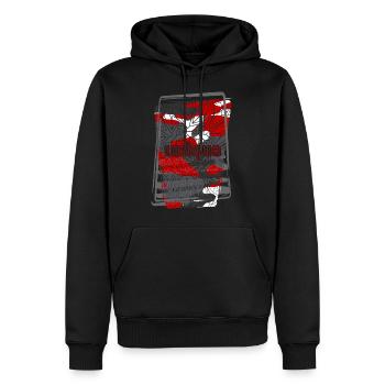 Einzigartige rote Tarnung Mandala - Männer Premium Bio Hoodie - Schwarz - Vorne - Nico (187cm)