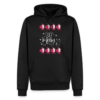 Pull moche cadeau de Noël Be Merry Santa - Sweat à capuche Premium bio Homme - noir - Devant - Nico (187cm)