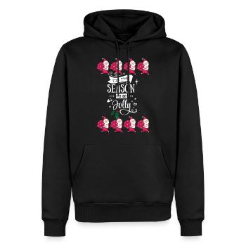 Pull moche cadeau de Noël saison jolly - Sweat à capuche Premium bio Homme - noir - Devant - Nico (187cm)