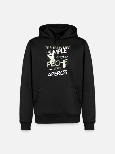 Pêche - un mec simple - Sweat à capuche Premium bio Homme - noir