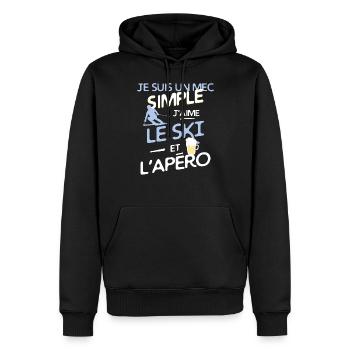 SKI - un mec simple - Sweat à capuche Premium bio Homme - noir - Devant - Nico (187cm)