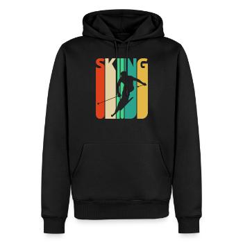 Cadeaux rétro de ski rétro des années 70 impressionnants pour des skieurs - Sweat à capuche Premium bio Homme - noir - Devant - Nico (187cm)
