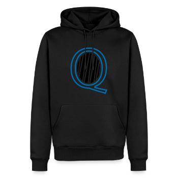 Lettre Q - Sweat à capuche Premium bio Homme - noir - Devant - Nico (187cm)