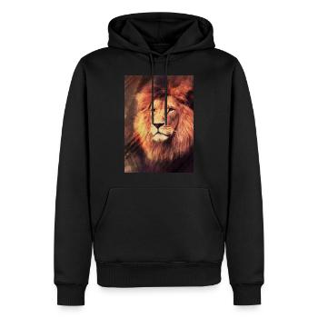 Lion - Sweat à capuche Premium bio Homme - noir - Devant - Nico (187cm)