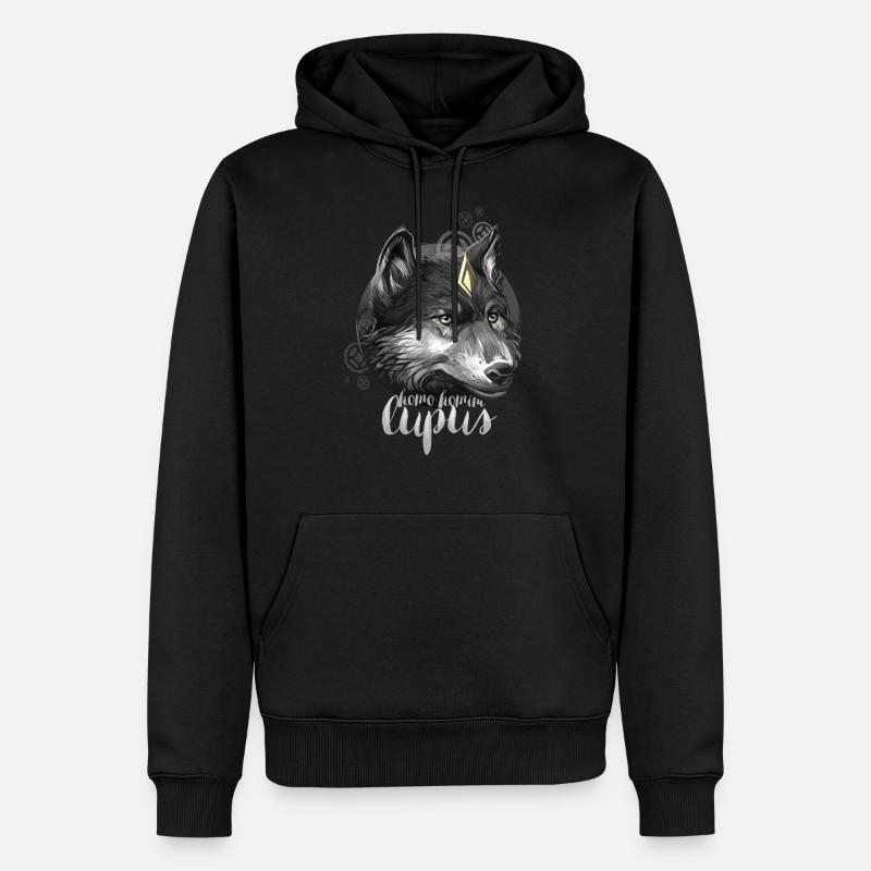 wolf1 - Sweat à capuche Premium bio Homme - noir