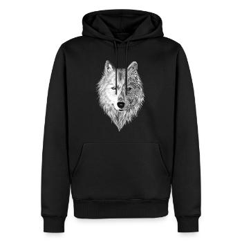 Wolf - Männer Premium Bio Hoodie - Schwarz - Vorne - Nico (187cm)